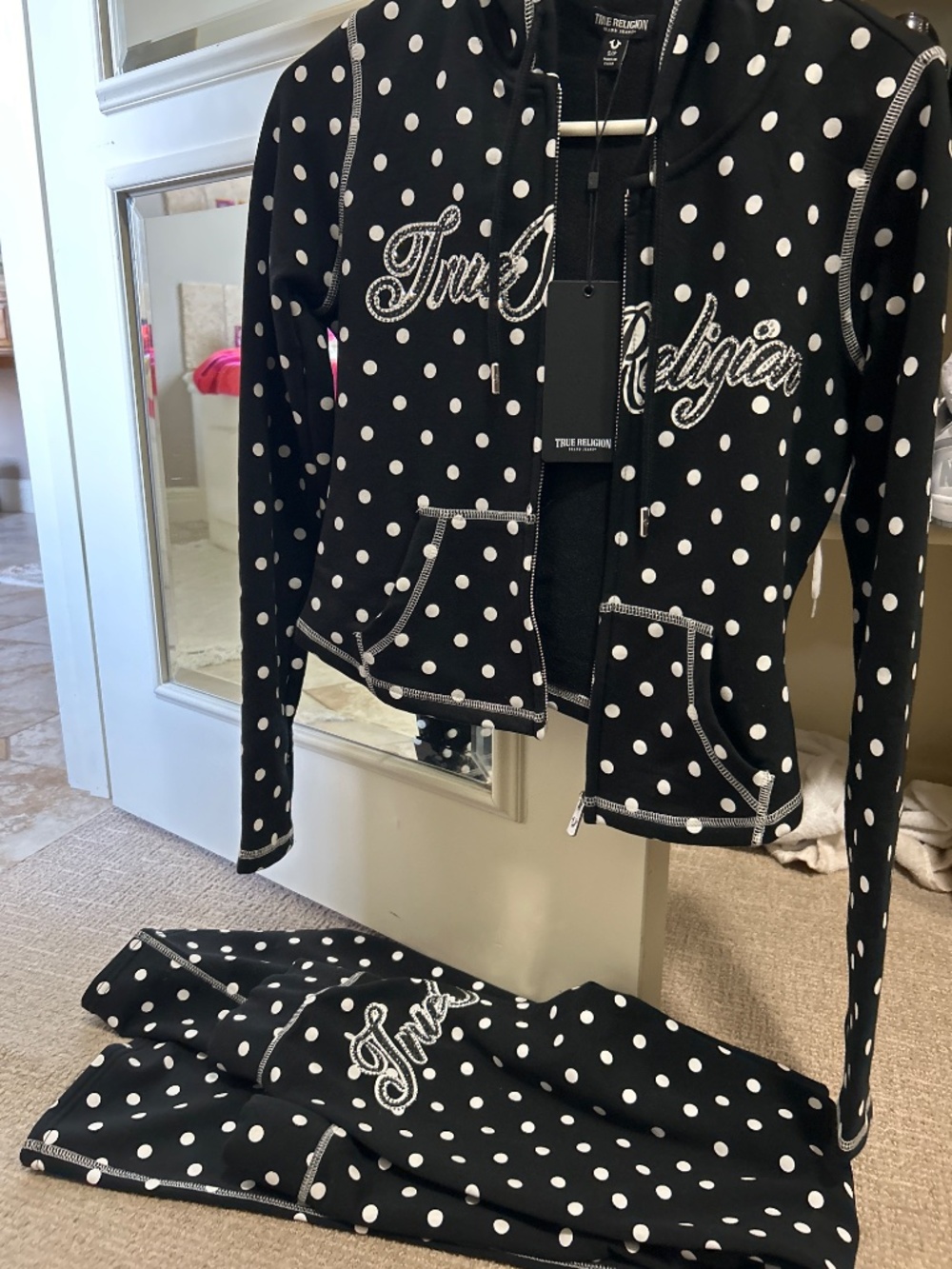 True Religion polka dot fitted zip hoodie set - Picture 7 of 10